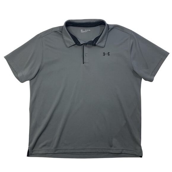 Under Armour Polo Shirt Mens 2XL Grey Tech Performance Loose Quick Dry Golf - Picture 1 of 9